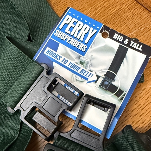 Brand new! Perry Suspenders Big and Tall Hunter Green hooks to your belt - Picture 2 of 5
